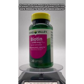 Biotina 5,000mcg 240 Caps Cabello Uñas Piel Biotin Spring Va                                                                                          