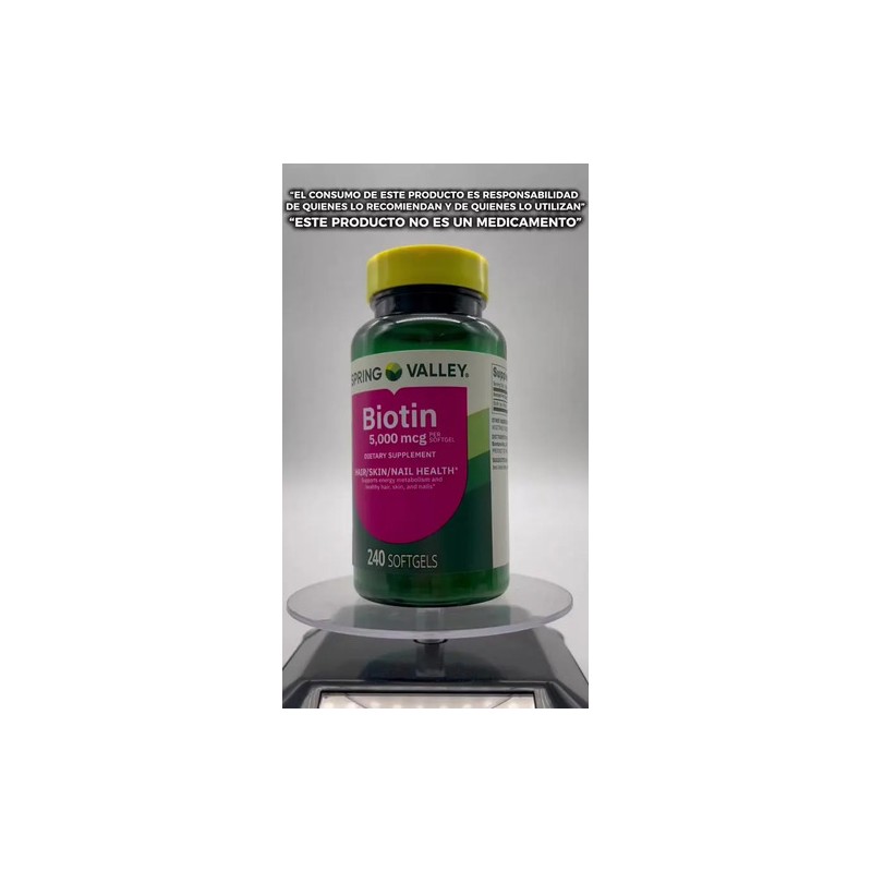 Biotina 5,000mcg 240 Caps Cabello Uñas Piel Biotin Spring Va