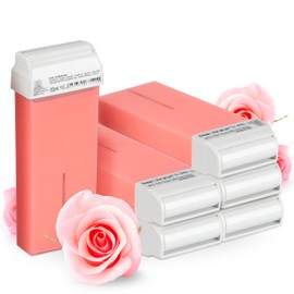 Kosmetex Pink Wax Cartridges, Hair Removal, Roll-On Wax Roller, Warm Wax Cartridges, 6 x 100 ml