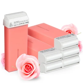 Kosmetex Pink Wax Cartridges, Hair Removal, Roll-On Wax Roller, Warm Wax Cartridges, 6 x 100 ml
