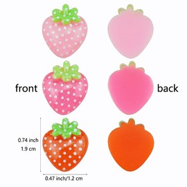 SaktopDeco 72 PCS Resin Strawberry with No Holes Flat Back Pink Strawberry Resin Charms Bulk Embellishments 3 Color for DIY Crafts
