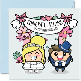 Stuff4 Wedding Cards for Couples - Congratulations on your Wedding Day - Congrats Well Done Card, Gifts for Newlyweds, 145mm Marriage Greeting Cards for Fiance Fiancee