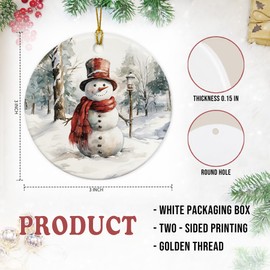 FISWAFY Winter Woodenland Snowman Ornaments, Snowman Christmas Ornaments, Snowman Ornaments for Christmas Tree, Farmhouse Winter Decor, Christmas Snowman Decorations, Christmas Hanging Ornament