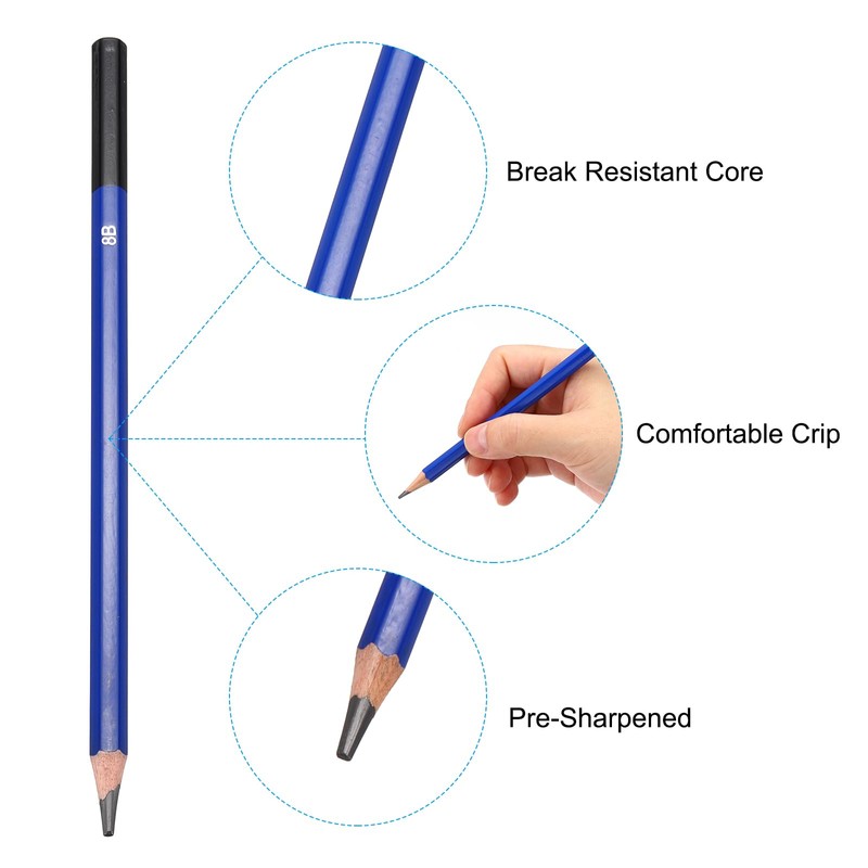 PATIKIL 8B Drawing Pencils for Sketching, 24PCS Sketch Pencils for
