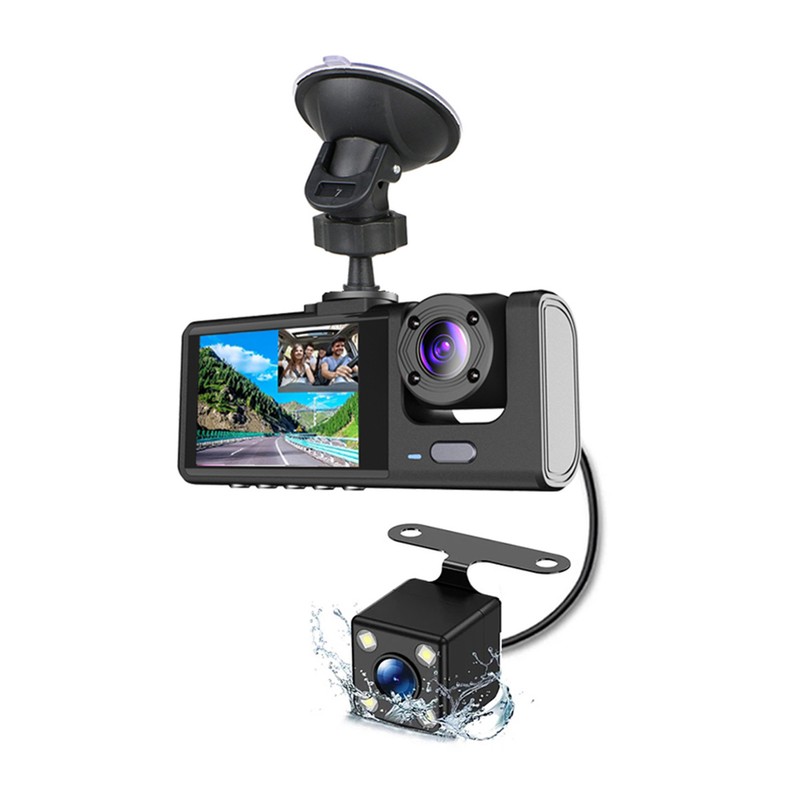 Dash Cam Front and Rear Inside 3 Cameras 1080P+720P+480p Car