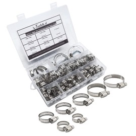 71Pcs 304 Hose Clips Adjustable 6-38mm Range Hose Clamps 304 Stainless Steel Pipe Clips Assortment with Screwdriver and Storage Case, 7Sizes