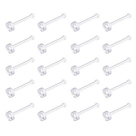 D.Bella Nose Piercing 18G Bioflex Retainer Flexible Transparent Retainer Holder Nose Piercing Plug 1.0 mm L Shape Pack of 20, Acrylic, Plastic