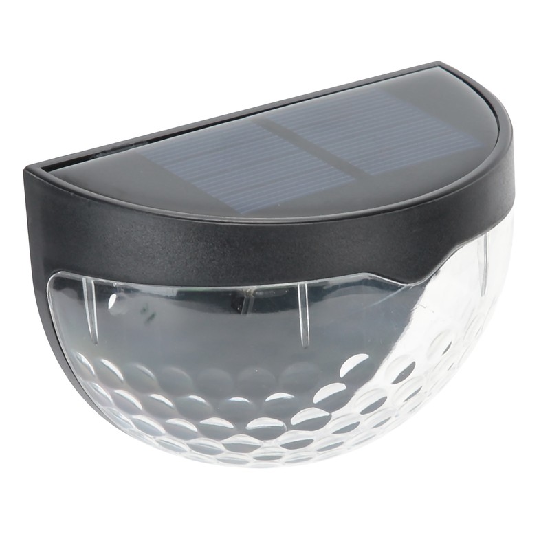 4Pcs Outdoor Waterproof Semicircle 6LED Solar Power Wall Lamp Black