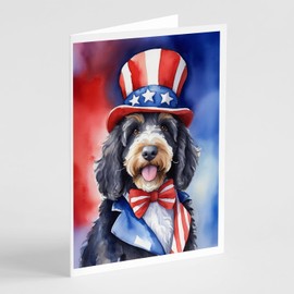 Caroline's Treasures Bernedoodle Patriotic American Greeting Cards Pack of 8 Blank Cards with Envelopes Whimsical A7 Size 5x7 Blank Note Cards
