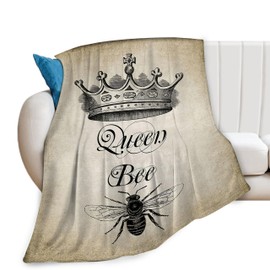 Queen Bee Blanket Bee Decor Throw Blanket Bee Gifts For Girls Boys Bee Lover Super Warm Soft Plush Lightweight Fleece Flannel Blanket Winter Sofa Couch Bedding Blanket For Kids Adult Men Women 50"X40"