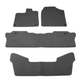 IKON MOTORSPORTS, Floor Mats Compatible with 2016-2022 Honda Pilot, Gray/Grey Nylon Car Auto Front Rear Carpets Liner 4PC Set Protector, 2017 2018 2019 2020 2021