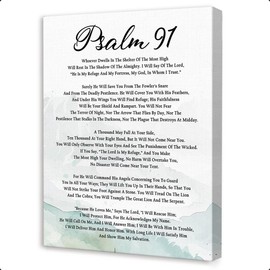 Psalm 91 Wall Art,Christian Canvas Wall Art,Bible Verse Wall Decor,Scripture Religious Wall Decor for Christian Home Office Living Room