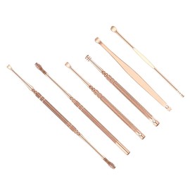 GLEAVI 6pcs Stainless Steel Ear Wax Removal Tool Set Ear Scoops for Gentle Wax Cleaning for Home and Medical Use Double-Ended Design for Easy Handling