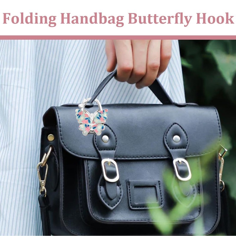 2 Pcs Butterfly Desk Bag Hooks, Butterfly Shaped Foldable Bag