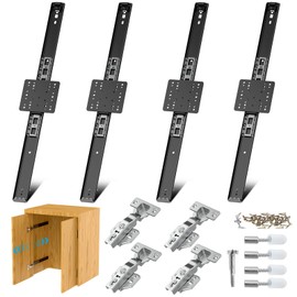 Sliding Hidden Door Track, Pocket Door Hardware, Smooth Gliding Pocket Door Slides with Hinges for Cabinet and Recessed Doors (24in, Set, 2)