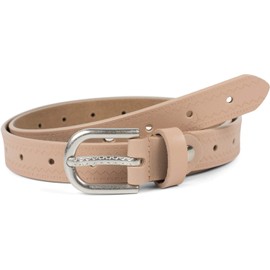 styleBREAKER 03010110 Women's Leather Belt Plain Colours with Aztec Prongs Embossing and Embossed Spike Can Be Shortened, beige
