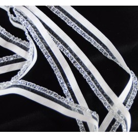 Unbranded Sheer Mesh Insert SILVER ruffle edge elastic trim metallic 10YD piece stretch