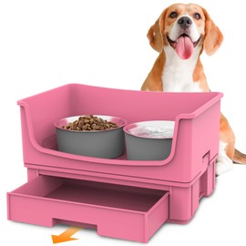 Mess Proof Dog Bowls, No Mess Dog Food and Water Bowl Set, No Spill Pet Feeder with 2 Stainless Steel Bowls for Medium Dogs