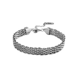 Kysin Chiys Simple Chunky Chain Gold Adjustable Bracelet Waterproof Mesh & Bangle Bracelets Lightweight Trendy Chain Bracelet 8mm Mesh Link Chain for Women - Silver