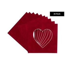 4x5 Mat For 7x7 Frame - Precut Bright Red Suede Heart Shaped Photo Mat Board Opening - Acid Free Matte Bevel Cut for Family Photos, Pack of 25 Matboards Show Kit With Acid Free Backings & Clear Bags