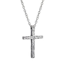 MUSECLOUD 925 Sterling Silver Cross Necklace for Men Non Tarnish 316L Stainless Steel Chain Necklace Minimalist Brutalist Oxidized Cross Pendant Box Chain Christian Presents for Boyfriend 20 In