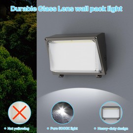 HYPERLITE LED Wall Pack 120W: 18000lm Glass Lens Wall Pack LED Exterior Light - Outdoor Security Flood Lighting with Dusk to Dawn Photocell for Yard UL Listed