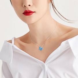 Zeltryn 925 Sterling Silver Butterfly Genuine Turquoise Pendant Necklace Crushed Turquoise Necklace Vintage Boho Necklace Victorian Style Jewelry Gifts for Women