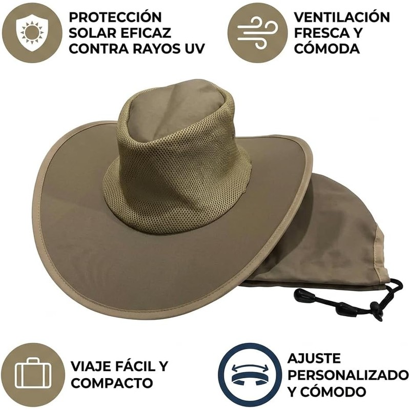 Sombrero Plegable Unisex de Nylon Transpirable con Malla – Protección