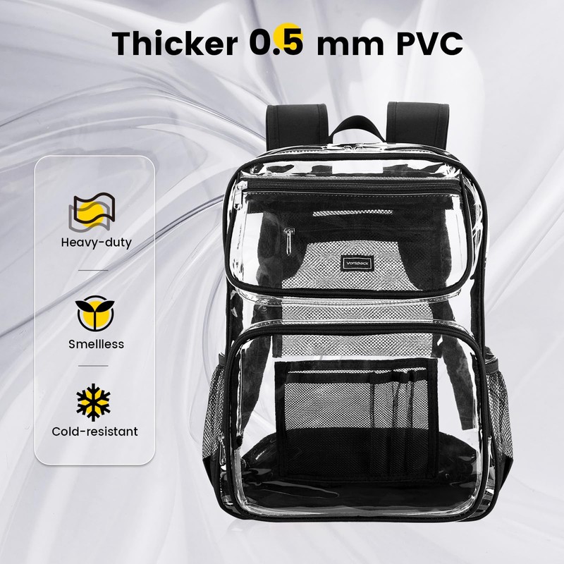 Vorspack Clear Backpack Heavy Duty - Large See Through Bookbag