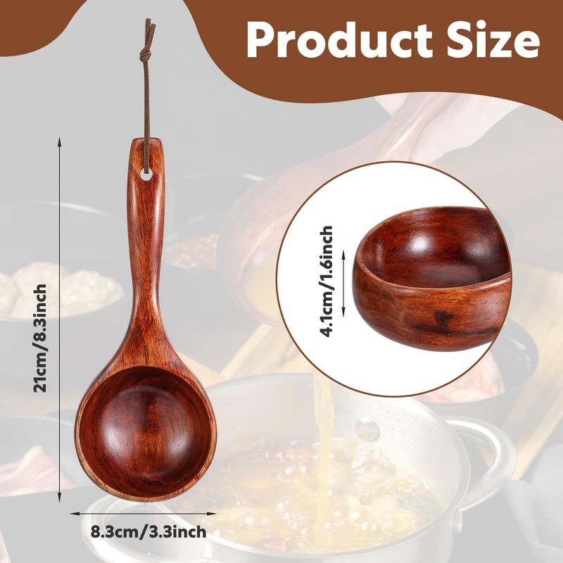 Large Wood Scoop Bath Salt Scoop, 8 Inch Wooden Kitchen