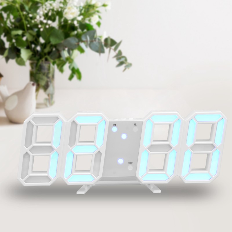 Digital Wall Clock Modern Design Temperature Display Alarm Function Sound