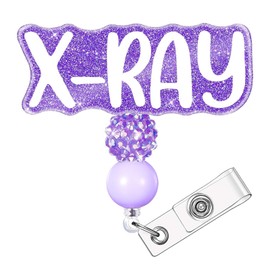 SEEVOR X-RAY Badge Reel Retractable Nursing Badge Holder Nursing ID Clip for X-RAY Nurses Students (Purple X-RAY)