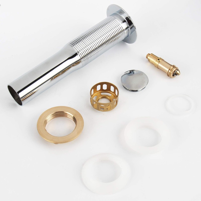 Polished Chrome Pop Up Sink Drain Without Overflow, Bathroom Faucet