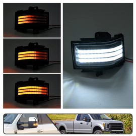 2Pcs Sequential LED Side Mirror Marker Light for Ford F150 2015-2023, F250 F350 F450 F550 Super Duty 2017-2023 Amber Dynamic Blinker Indicator Turn Signal Light White Driving/Running Light Clear Lens