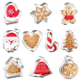 JOB JOL Cookie Cutters 10 PCS, Christmas Cookie Cutter Set, 3'' to 3.5''