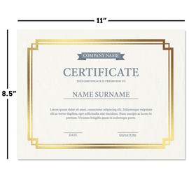 Gold Foil on White Certificate Paper - Pack of 25, 8-1/2" x 11" Parchment, Laser & Inkjet Printer Compatible, for Office, Business Awards, Graduation, School Diplomas