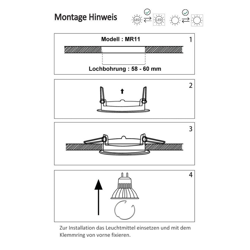LICHT DISCOUNT LED Spotlight 12 V 3.3 Watt MR11 Glossy