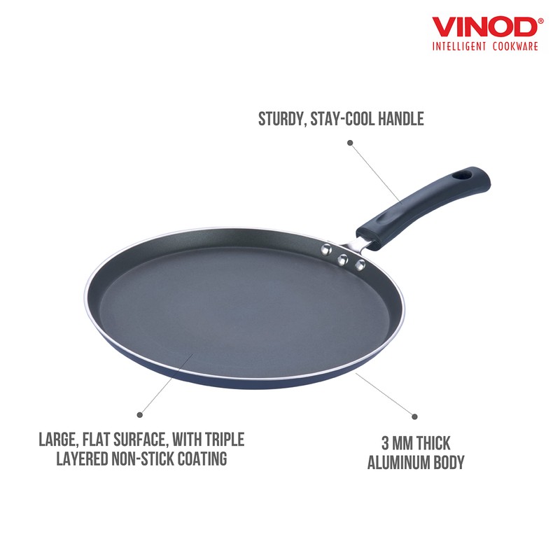 Vinod Cookware Dosa Griddle (Tawa) with Induction Base - 100%