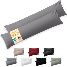 Blumtal Pillowcase Side Sleeper - 40 x 145 cm, Pack of 2 - Oeko-Tex Certified Side Sleeper Pillowcases with Folded Edge, Extra Soft and Machine Washable - Pillow - Cover Pillow Grey