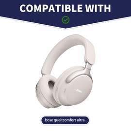 Damex Replacement Ear Pads for Bose quietcomfort Ultra Headphone,Thickened Memory Foam、 Protein Leather (White Smoke)