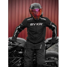 BYKR BYKR Motorcycle Pants for Men & Women Armored Cordura Overpants Enduro ATV Dual Sports Motocross Cargo Touring Adventure Pant (32WX30L, Black)