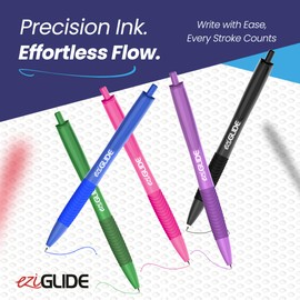 Eziglide Black Retractable Gel Pens, Pack of 5 Pens Black Ink, Smooth Tip Writing Pens, Black Gel Pens for Writing, Drawing & Sketching, Great for Office, School & Home