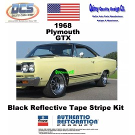 Quirey Quality Design Co. 1968 Plymouth GTX Black Reflective Body Tape Stripe Kit New MoPar USA