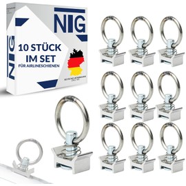 NTG Fitting for Airline Rail with Ring (Pack of 10) | Airline Fitting Lashing Eye with 1000 daN Load Capacity | Flight Eyelets for Load Securing in Trailer and Car | End Fitting