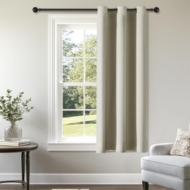 ChrisDowa Blackout Curtains 36 Inches Long for Living Room, Grommet Thermal Insulated Room Darkening Curtains for Bedroom (1 Panel Set, Beige, 42W x 36L)