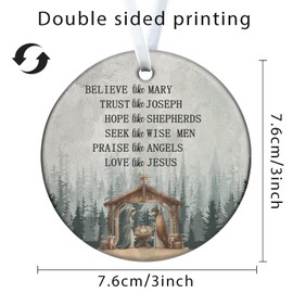 Christmas Ornaments Nativity Scene Nativity Ornaments for Christmas Tree Religious Decorative Hanging Ornament Keepsake Winter Holiday Christian Gifts Women Family Friend Jesus Birth Xmas Tree Decor