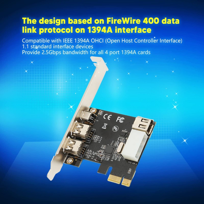 PCIE - 1394A Card, PCIE 1X to 1394A Adapter Card,