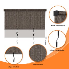 HOMEDEMO Patio Shades roll up Outdoor, Outdoor Roller Shade Cordless, 72 x 96inch (HxW) Mocha, Outdoor Shades for Patio roll up UV Protection