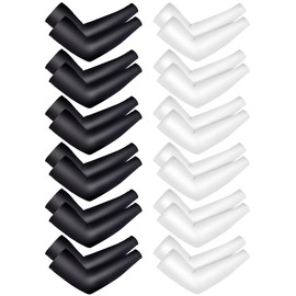 Mntrprko 12 Pairs Sports Arm Sleeves for Kids Basketball Baseball Arm Sleeves UV Sun Protection Cooling Arm Cover Sleeve (Solid Style, 4-7 Years)