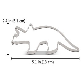 LILIAO Dinosaur Triceratops Cookie Cutter for Kids Birthday Party - 5.1 x 2.4 inches - Dino Biscuit and Fondant Cutters - Stainless Steel